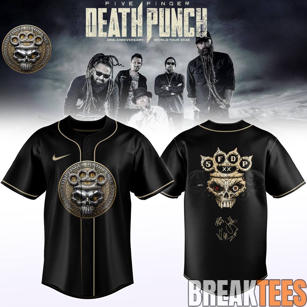 Five Finger Death Punch “Hits Me Tour” 2026 Baseball Jersey Five Finger Death Punch “Hits Me Tour” 2026 Baseball Jersey
