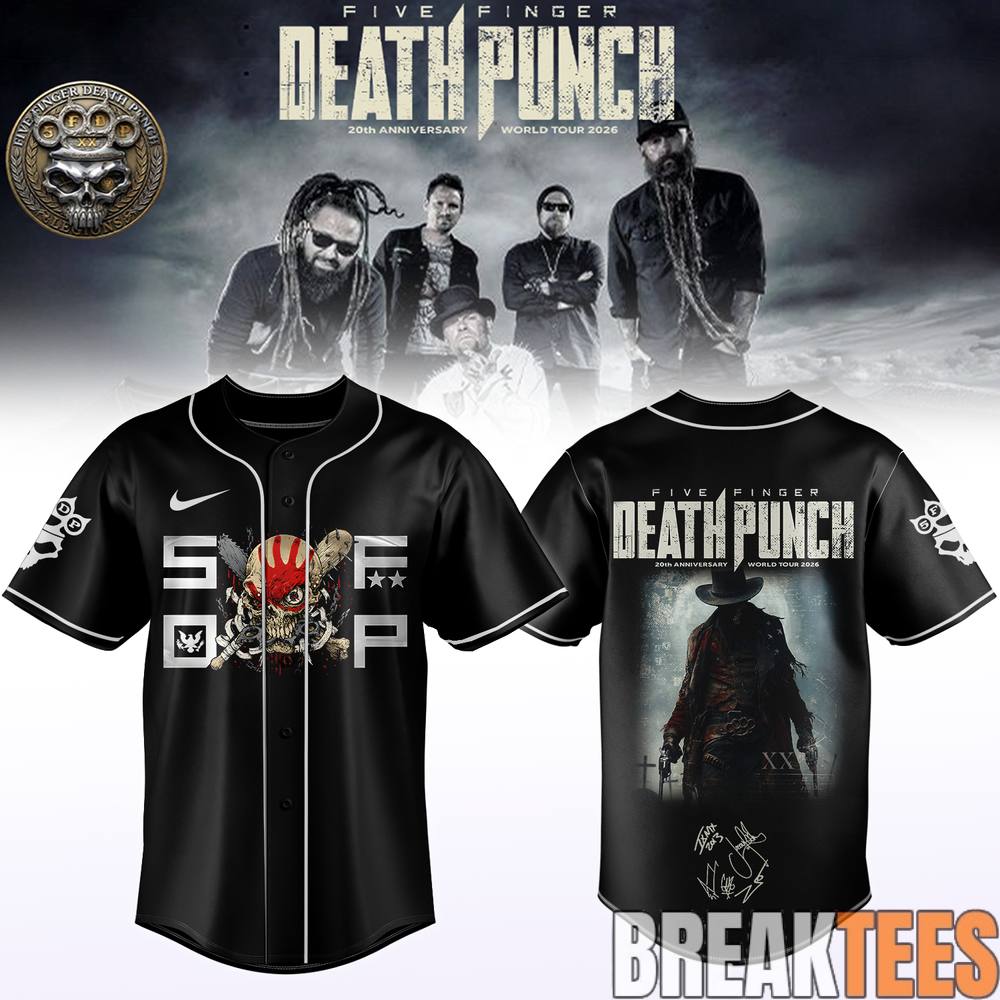 Five Finger Death Punch “Hits Me Tour” 2026 Baseball Jersey Five Finger Death Punch “Hits Me Tour” 2026 Baseball Jersey