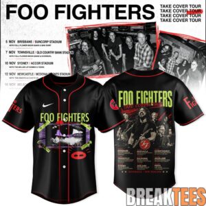 Foo Fighters Take Cover AU-NZ Tour Baseball Jersey 1 Foo Fighters Take Cover AU-NZ Tour Baseball Jersey 1