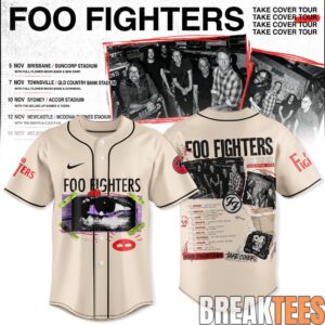 Foo Fighters Take Cover AU-NZ Tour Baseball Jersey 3 Foo Fighters Take Cover AU-NZ Tour Baseball Jersey 3