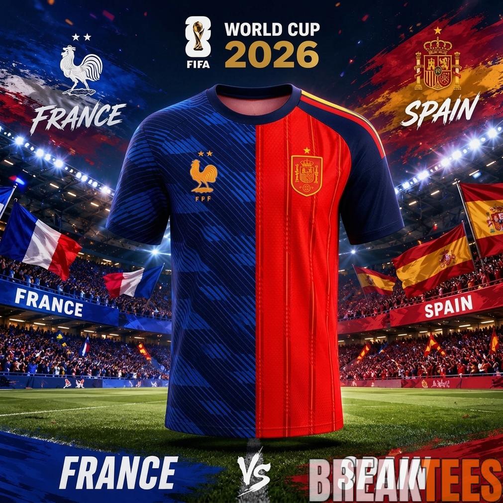 France Vs Spain 2026 World Cup Mashup Split Soccer Jersey France Vs Spain 2026 World Cup Mashup Split Soccer Jersey