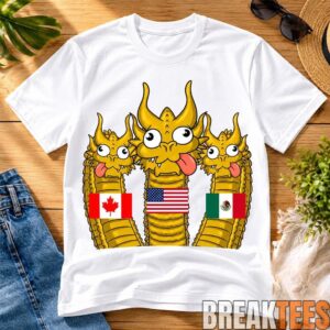 Funny Three Headed Derpy Dragon 2026 World Cup North America Meme Shirt