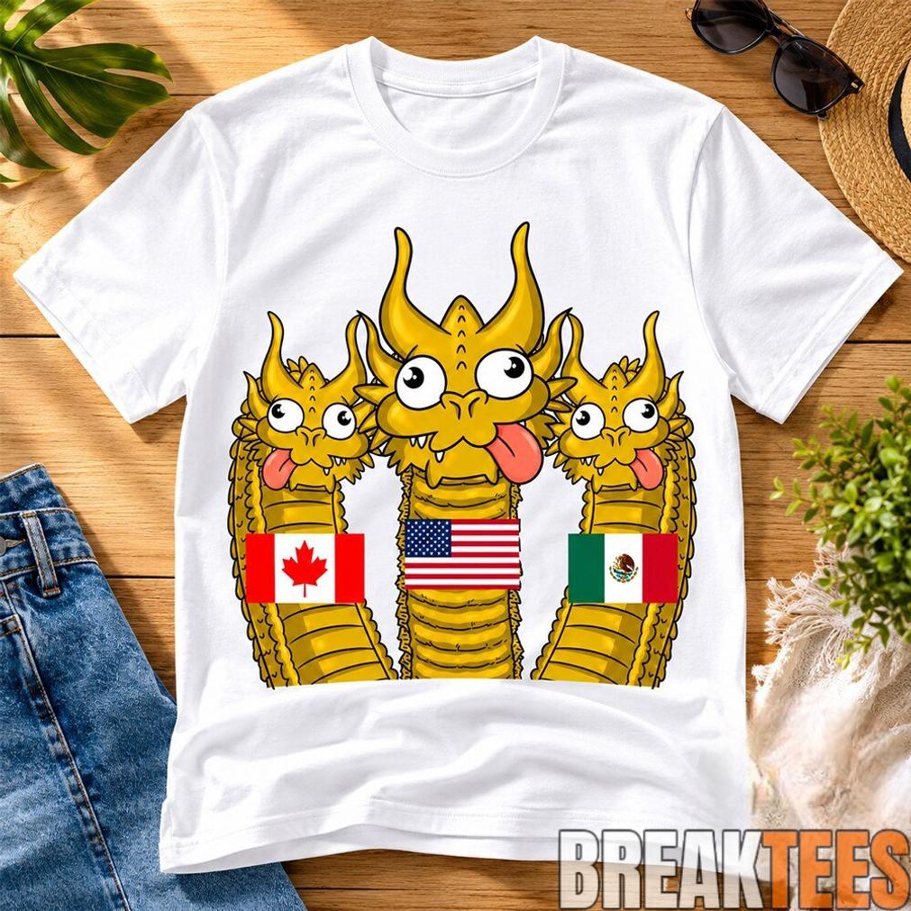 Funny Three Headed Derpy Dragon 2026 World Cup North America Meme Shirt Funny Three Headed Derpy Dragon 2026 World Cup North America Meme Shirt