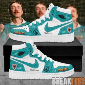 Gorillaz The Mountain Tour 2026 Blue Signature Custom AJ1 Shoes