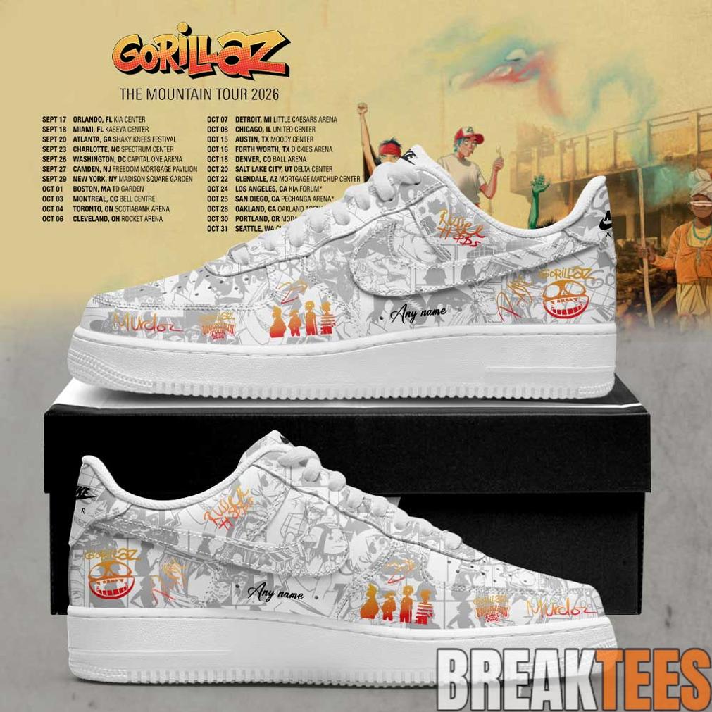 Gorillaz The Mountain Tour 2026 Signature Custom AF1 Shoes Gorillaz The Mountain Tour 2026 Signature Custom AF1 Shoes
