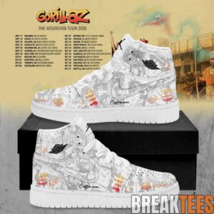 Gorillaz The Mountain Tour 2026 Signature Custom AJ1 Shoes