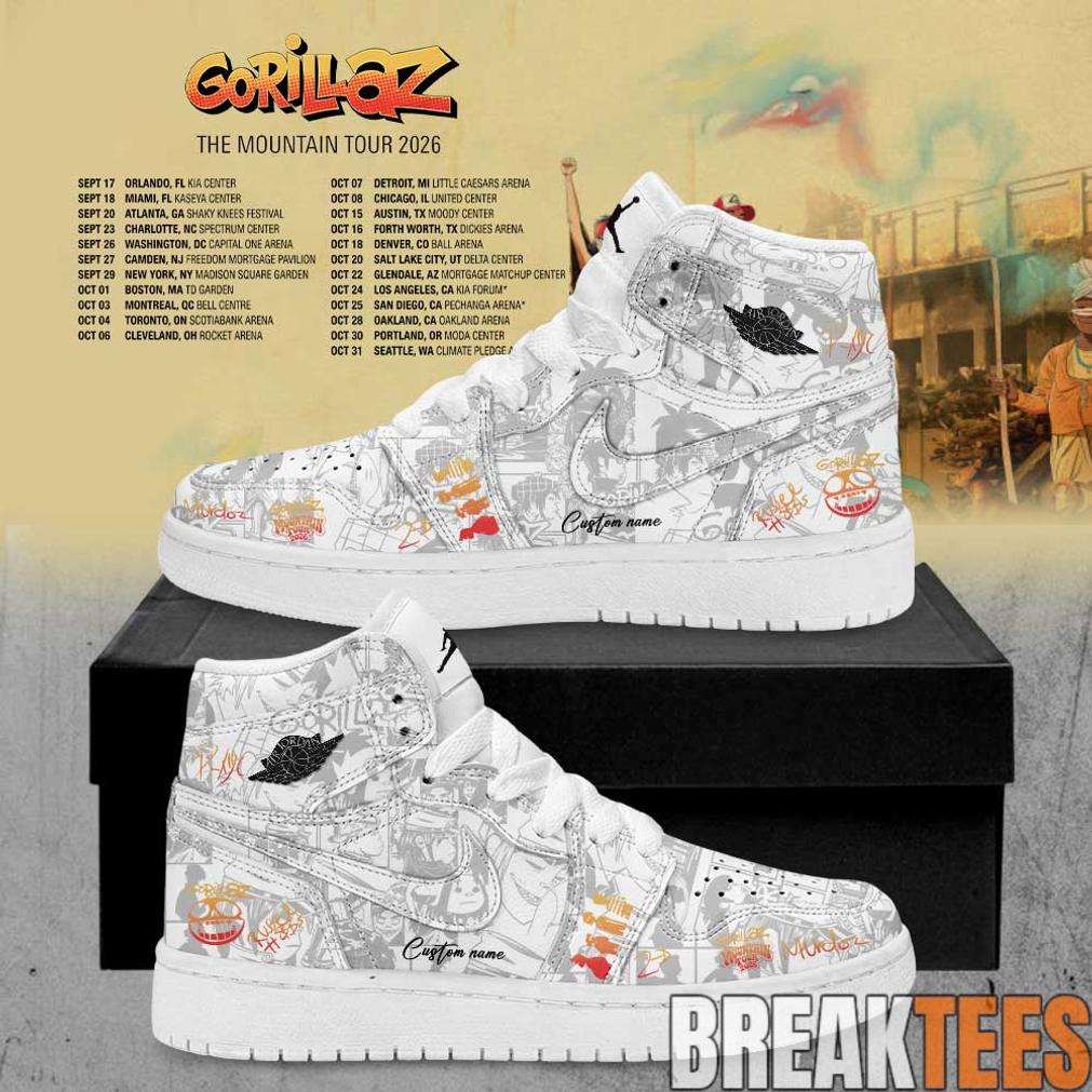 Gorillaz The Mountain Tour 2026 Signature Custom AJ1 Shoes Gorillaz The Mountain Tour 2026 Signature Custom AJ1 Shoes