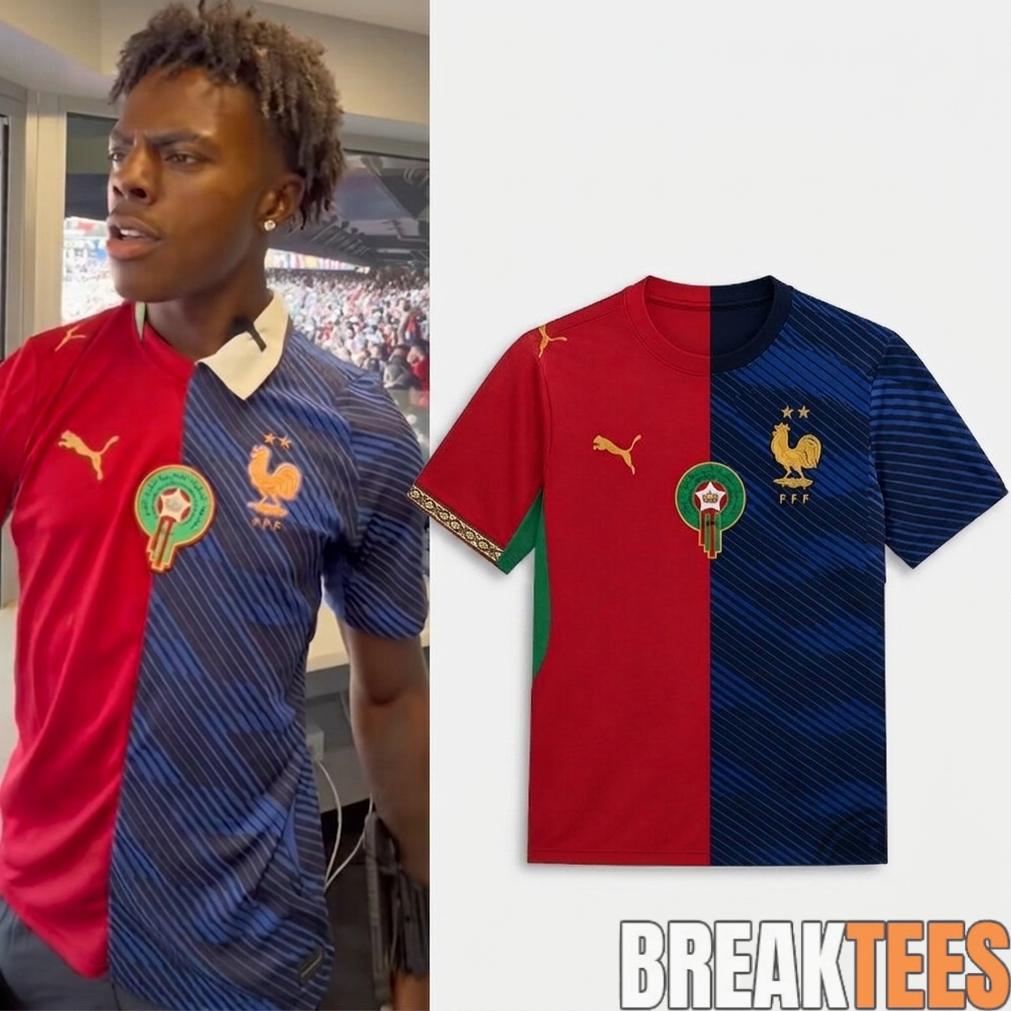 IShowSpeed France Vs Morocco 2026 World Cup Split Soccer Jersey IShowSpeed France Vs Morocco 2026 World Cup Split Soccer Jersey