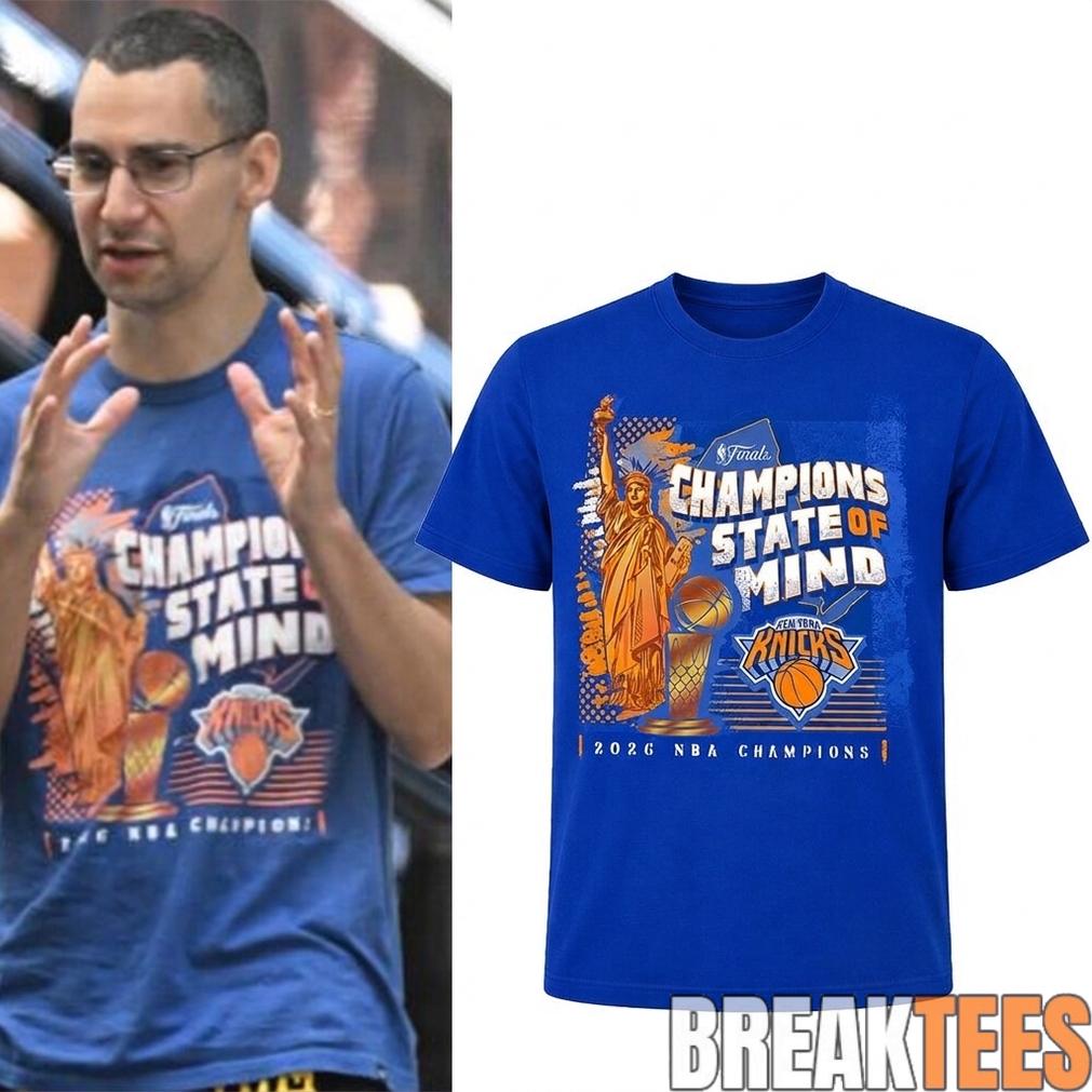 Jack Antonoff New York Knicks 2026 NBA Champions State of Mind 2D Shirt Jack Antonoff New York Knicks 2026 NBA Champions State of Mind 2D Shirt