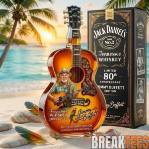 Jimmy Buffett 80th Anniversary Guitar-shaped Whiskey Bottle