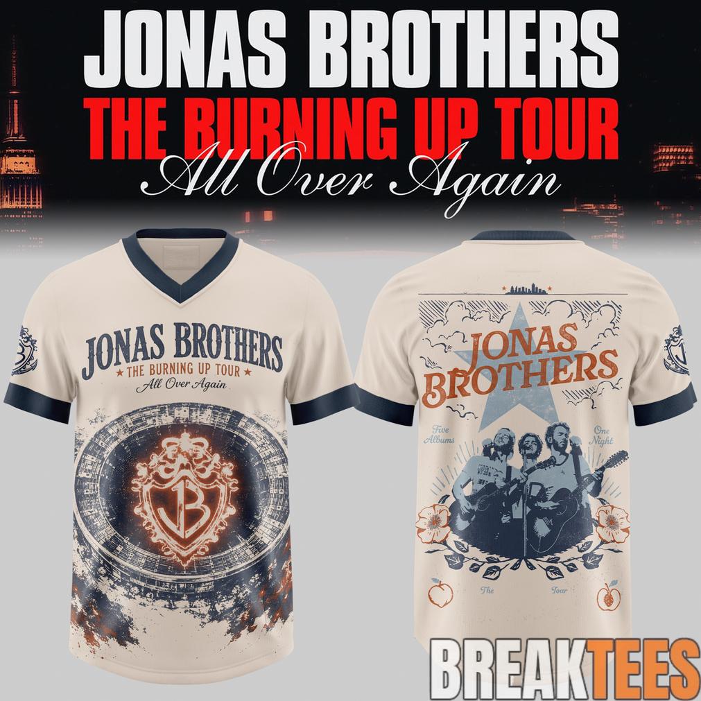Jonas Brothers The Burning Up Tour All Over Again 2026 Edition Football Jersey Jonas Brothers The Burning Up Tour All Over Again 2026 Edition Football Jersey