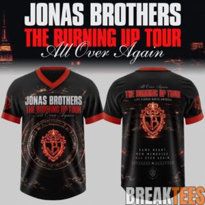 Jonas Brothers The Burning Up Tour All Over Again 2026 Edition Football Jersey 1 Jonas Brothers The Burning Up Tour All Over Again 2026 Edition Football Jersey 1