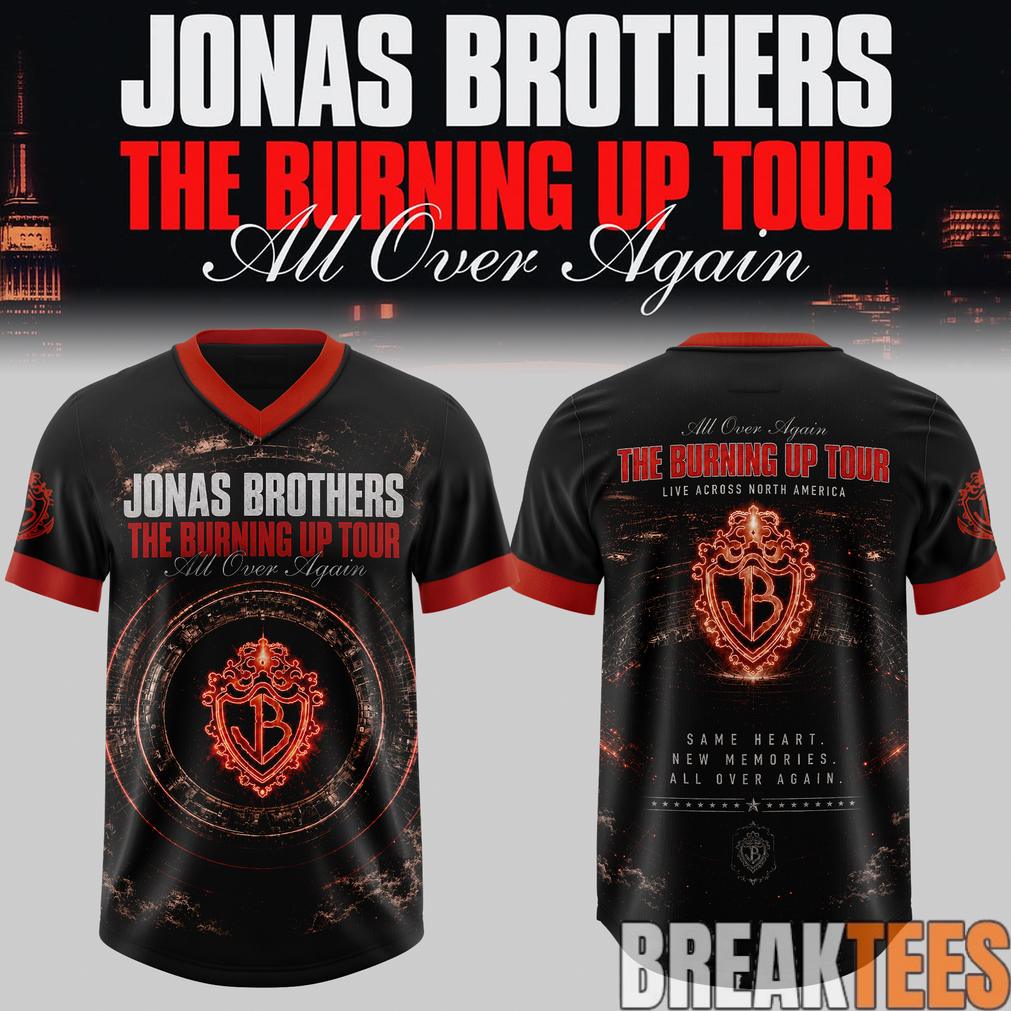 Jonas Brothers The Burning Up Tour All Over Again 2026 Edition Football Jersey Jonas Brothers The Burning Up Tour All Over Again 2026 Edition Football Jersey
