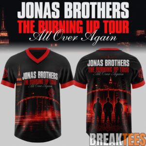 Jonas Brothers The Burning Up Tour All Over Again 2026 Edition Football Jersey 2 Jonas Brothers The Burning Up Tour All Over Again 2026 Edition Football Jersey 2