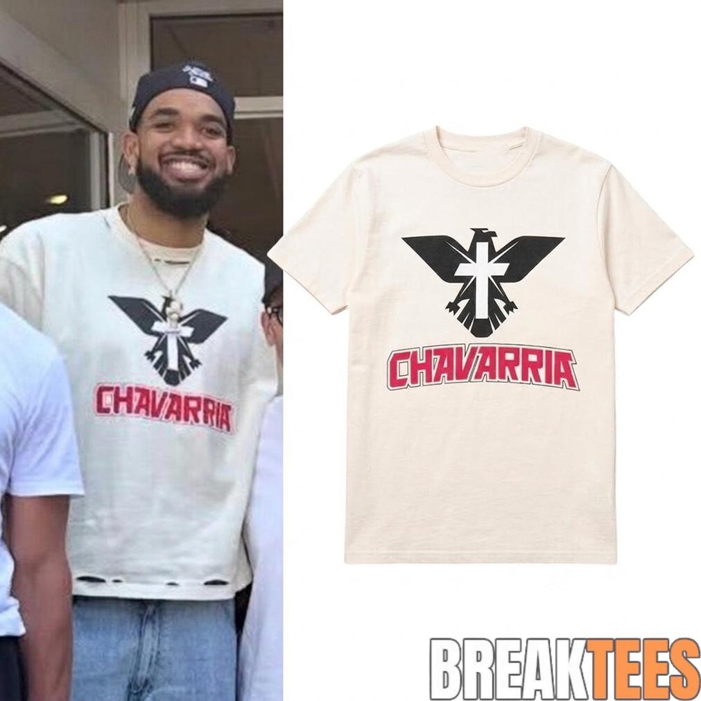 Karl-Anthony Towns in East Hampton Chavarria Eagle Cross Shirt Karl-Anthony Towns in East Hampton Chavarria Eagle Cross Shirt