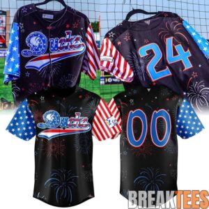 Long Island Ducks Patriotic 4th of July Fireworks Baseball Jersey