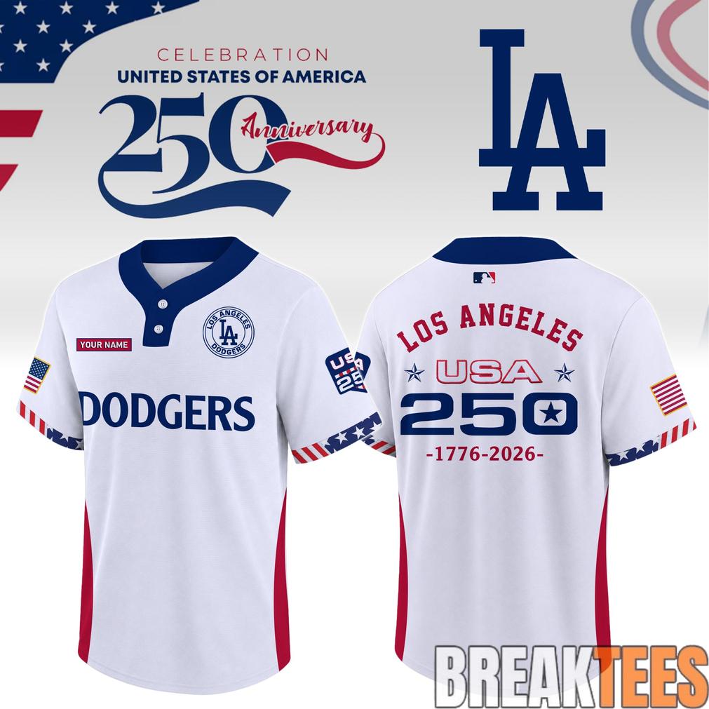 Los Angeles Dodgers 250 Anniversary Two Button Baseball Jersey Los Angeles Dodgers 250 Anniversary Two Button Baseball Jersey
