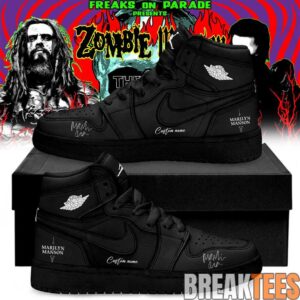 Marilyn Manson Freaks on Parade Tour 2026 All Black AJ1 Shoes