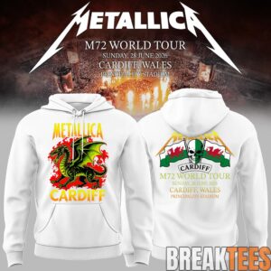 Metallica 2026 M72 World Tour Cardiff Wales New Version Hoodie