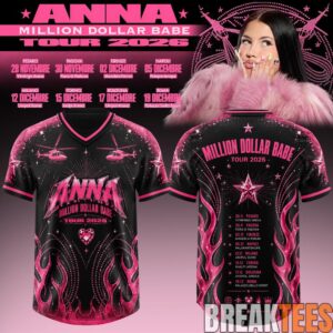 Million Dollar Babe Tour 2026 White Black Flame Football Jersey