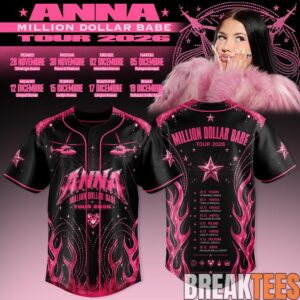 Million Dollar Babe Tour Black Pink Flame Baseball Jersey