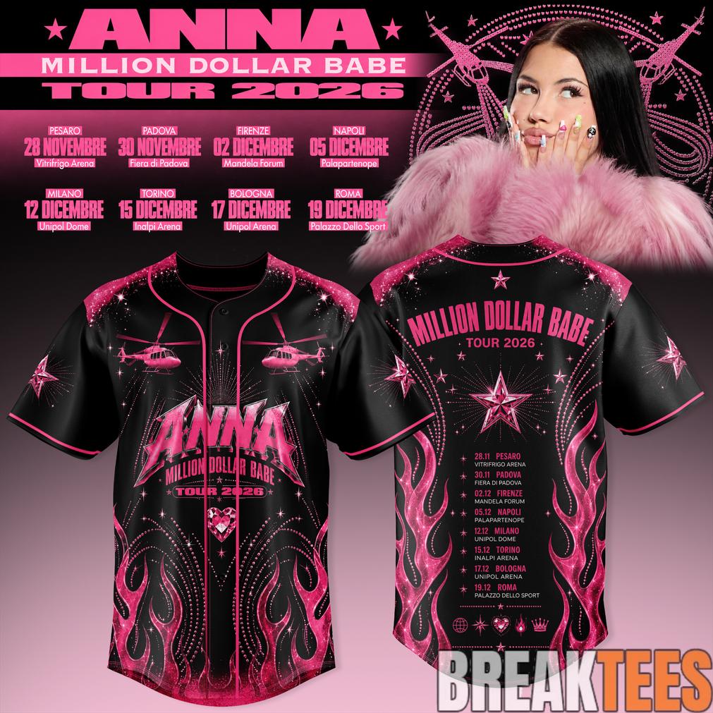 Million Dollar Babe Tour Black Pink Flame Baseball Jersey Million Dollar Babe Tour Black Pink Flame Baseball Jersey