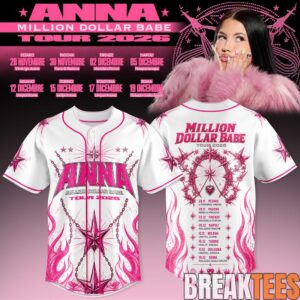 Million Dollar Babe Tour White Pink Flame Baseball Jersey