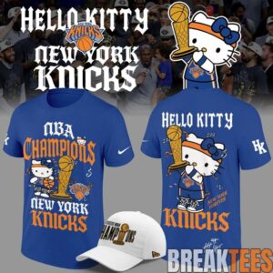NY Knicks 2026 NBA Finals Champs Hello Kitty Blue T-Shirt
