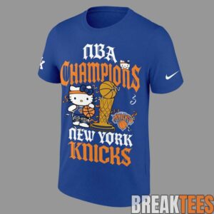 NY Knicks 2026 NBA Finals Champs Hello Kitty Blue T-Shirt 1