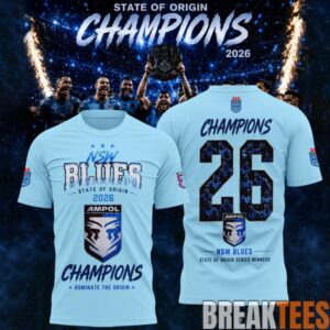 New South Wales Blues 2026 State Of Origin Champions Champions T-Shirt 1