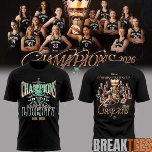New York Liberty 2026 WNBA Commissioner’s Cup Champions Black Edition Tee