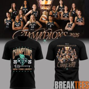 New York Liberty 2026 WNBA Commissioner’s Cup Champions Black Edition Tee 1