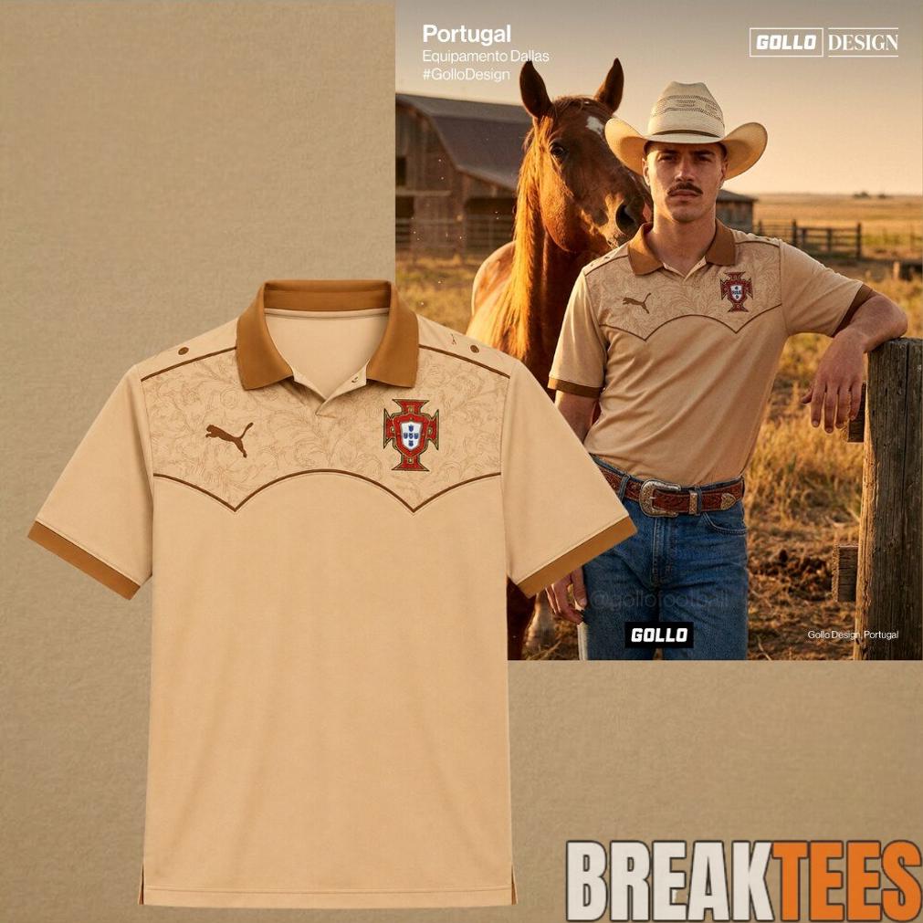 Portugal Dallas Concept Soccer Jersey Vintage Western Polo Shirt Portugal Dallas Concept Soccer Jersey Vintage Western Polo Shirt