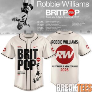 Robbie Williams BRITPOP AU-NZ Tour 2026 Baseball Jersey 1