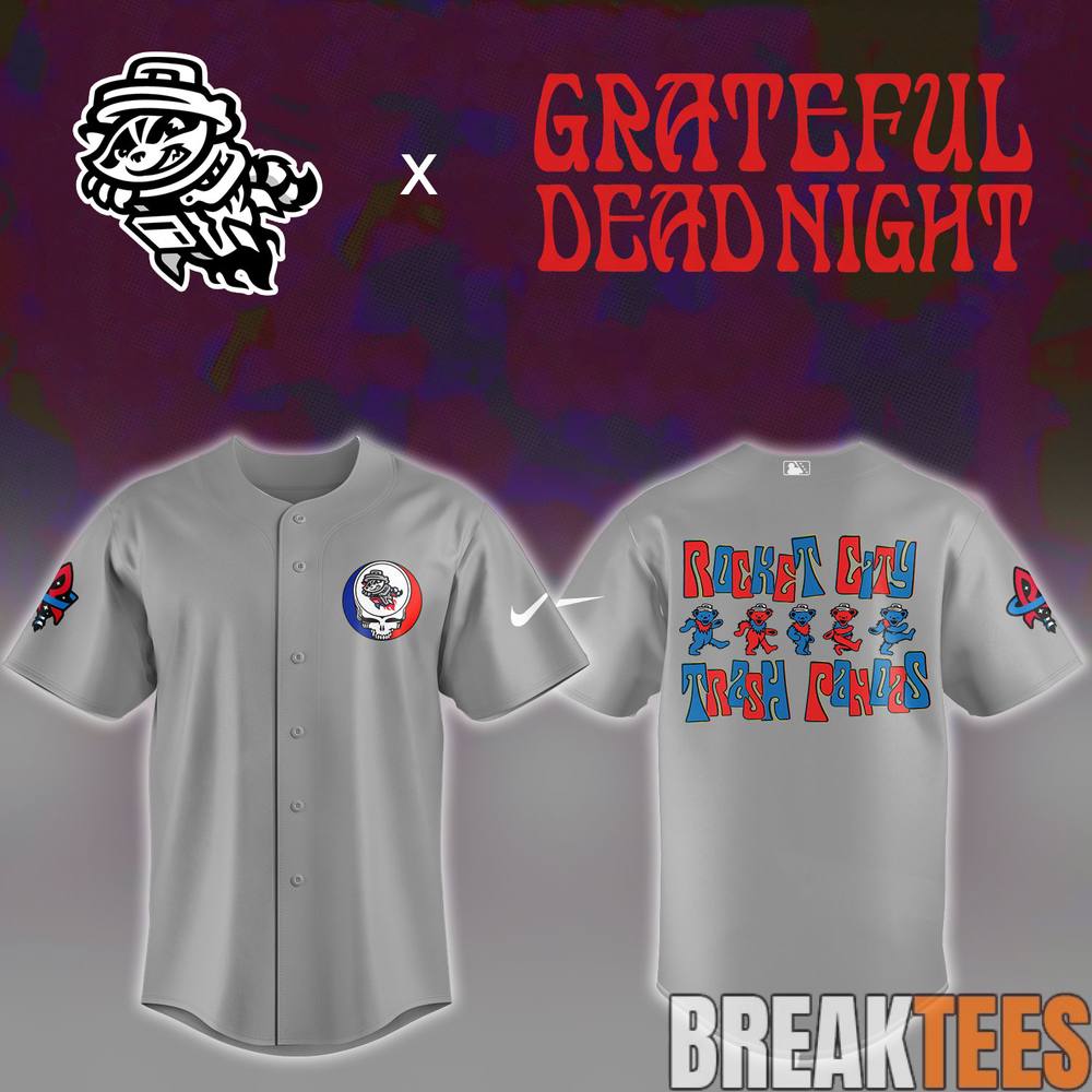 Rocket City Trash Pandas Grateful Dead Night Grey Jersey Rocket City Trash Pandas Grateful Dead Night Grey Jersey