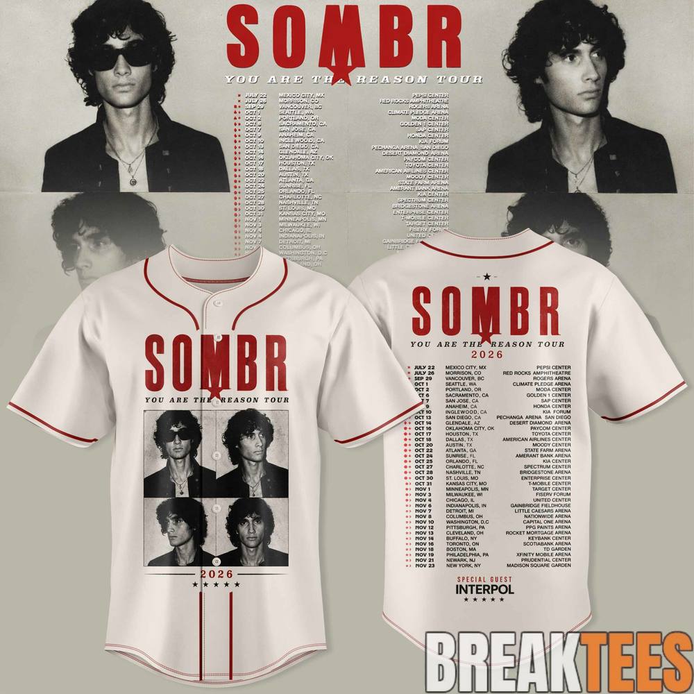 SOMBR You Are The Reason Tour 2026 Premium Baseball Jersey SOMBR You Are The Reason Tour 2026 Premium Baseball Jersey