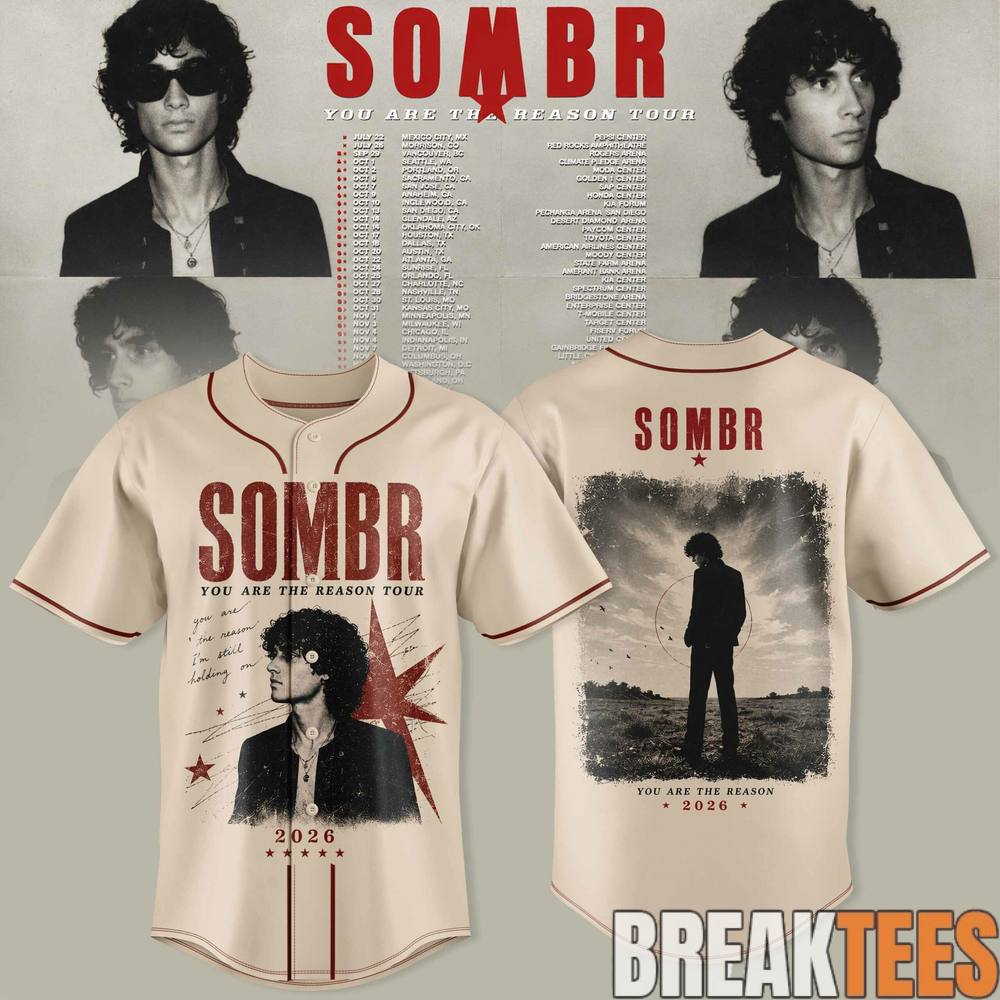 SOMBR You Are The Reason Tour 2026 Premium Baseball Jersey SOMBR You Are The Reason Tour 2026 Premium Baseball Jersey
