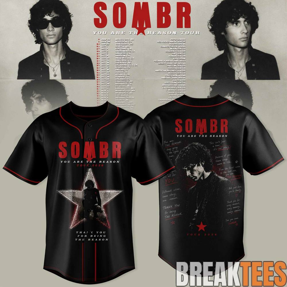 SOMBR You Are The Reason Tour 2026 Premium Baseball Jersey SOMBR You Are The Reason Tour 2026 Premium Baseball Jersey