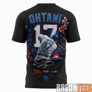 Shohei Ohtani LA Dodgers Number 17 Hit 300 Home Runs Commemorative T-Shirt 2