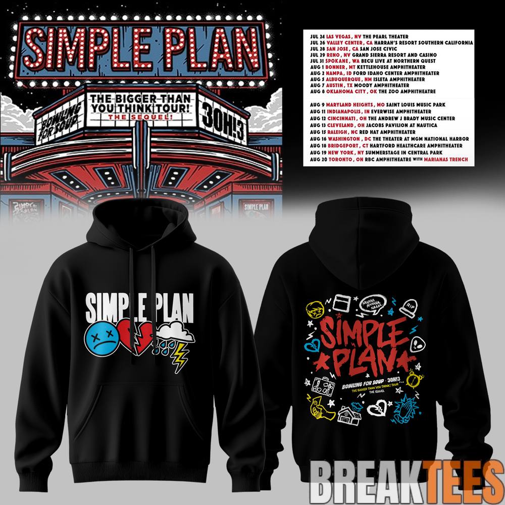 Simple Plan The Bigger Than You Think Tour Premium Hoodie Simple Plan The Bigger Than You Think Tour Premium Hoodie