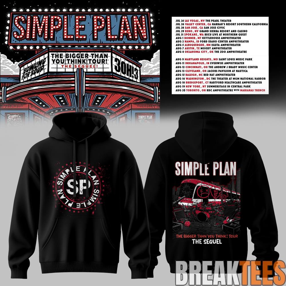 Simple Plan The Bigger Than You Think Tour Premium Hoodie Simple Plan The Bigger Than You Think Tour Premium Hoodie