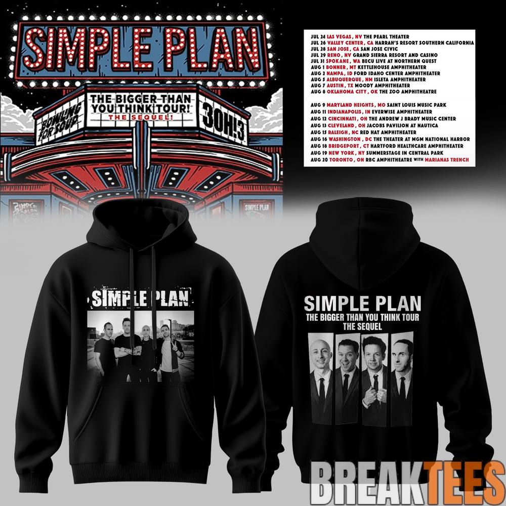 Simple Plan The Bigger Than You Think Tour Premium Hoodie Simple Plan The Bigger Than You Think Tour Premium Hoodie