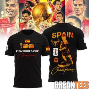 Spain National Football Team 2026 World Cup Champions Black Shirt
