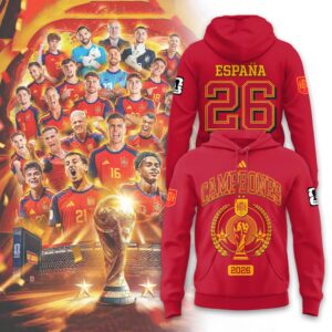Spain World Cup 2026 Campeones Limited Red Hoodie 1