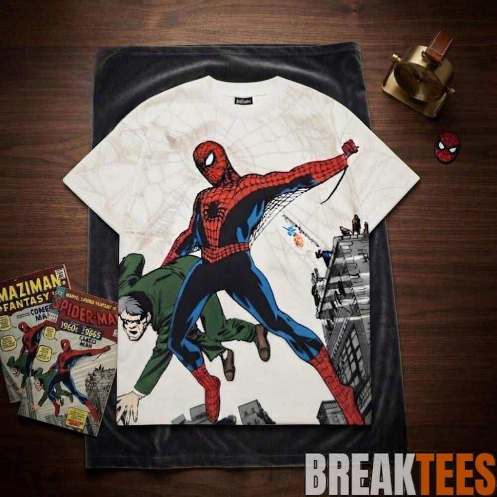 Spider Man Classic Comic Action White T-Shirt 2026 Spider Man Classic Comic Action White T-Shirt 2026