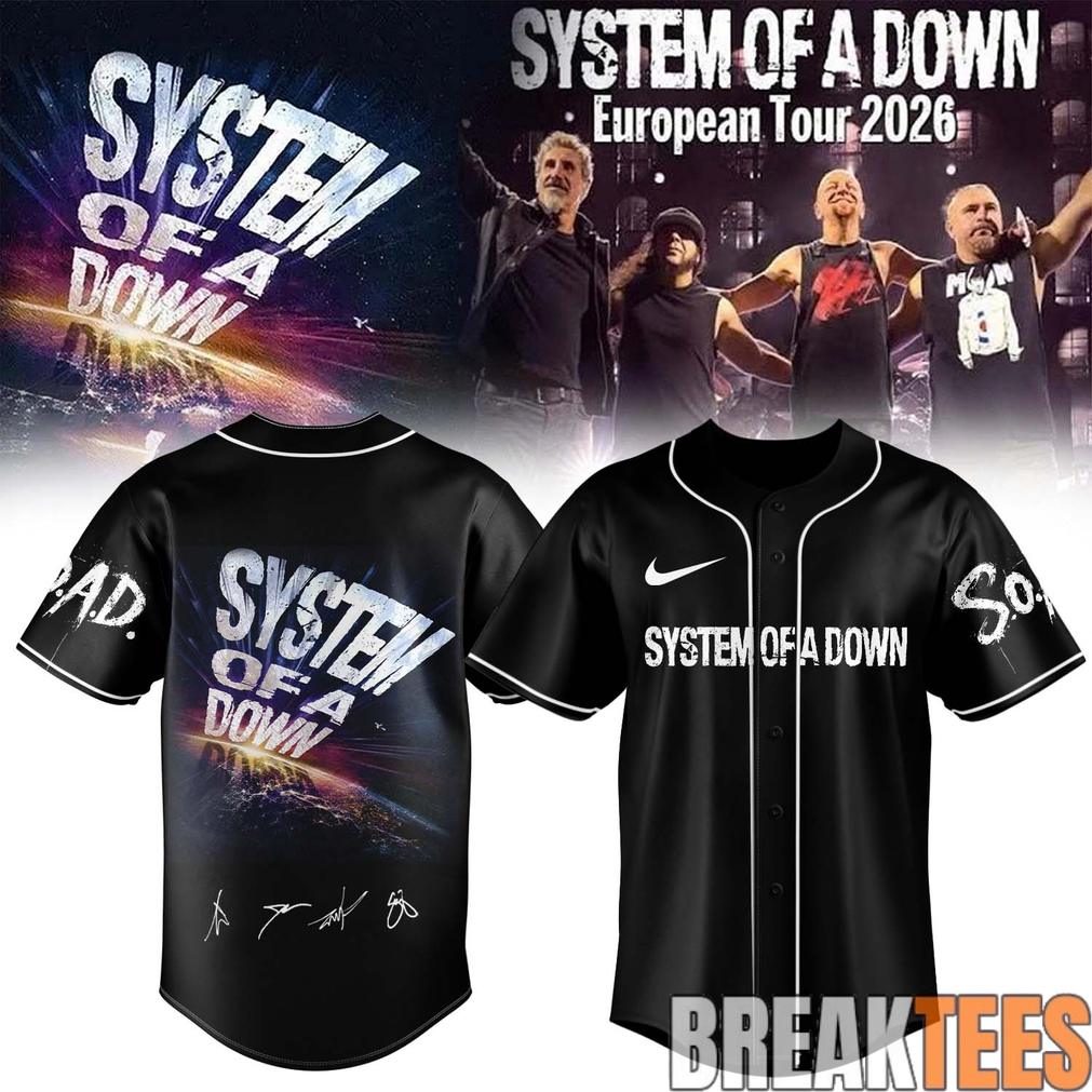 System of a Down “Europe-UK Stadium Tour 2026” Signature Baseball Jersey System of a Down “Europe-UK Stadium Tour 2026” Signature Baseball Jersey