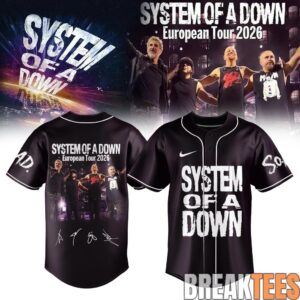 System of a Down “Europe-UK Stadium Tour 2026” Signature Baseball Jersey 1 System of a Down “Europe-UK Stadium Tour 2026” Signature Baseball Jersey 1