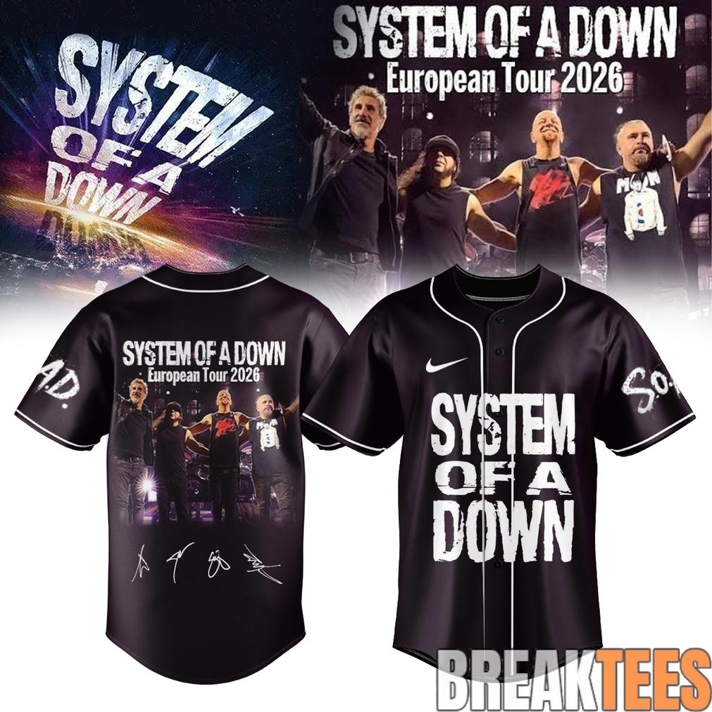 System of a Down “Europe-UK Stadium Tour 2026” Signature Baseball Jersey System of a Down “Europe-UK Stadium Tour 2026” Signature Baseball Jersey