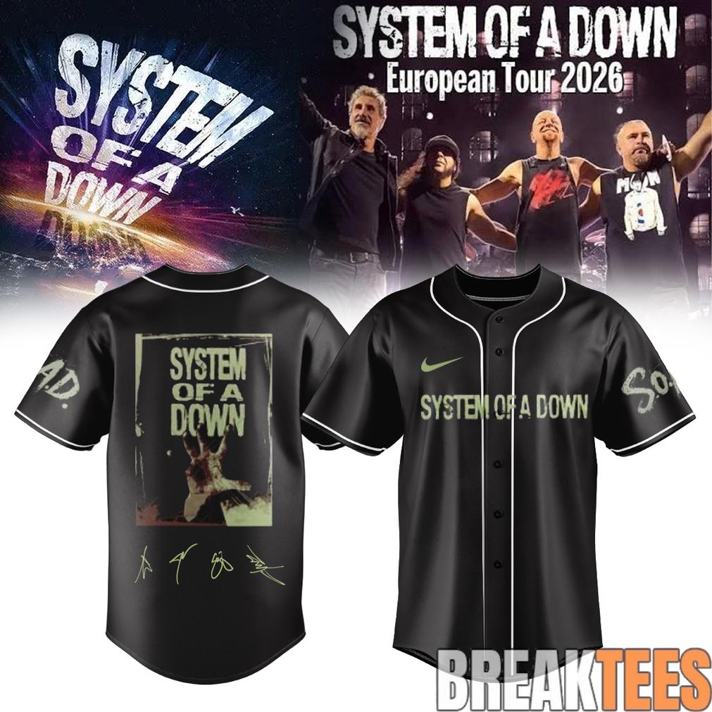 System of a Down “Europe-UK Stadium Tour 2026” Signature Baseball Jersey System of a Down “Europe-UK Stadium Tour 2026” Signature Baseball Jersey