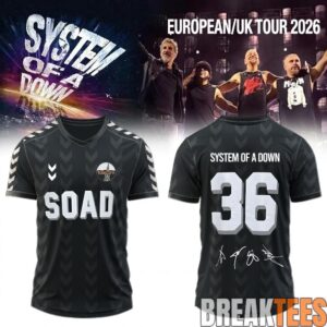 System of a Down “Europe-UK Stadium Tour 2026” Signature Football Jersey 3